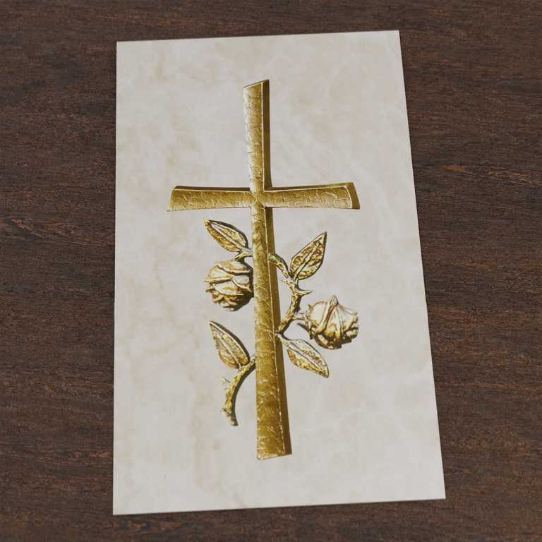 Sterbebild Messing Kreuz Flach<br><small>25 Sterbebilder für 36,50€</small>