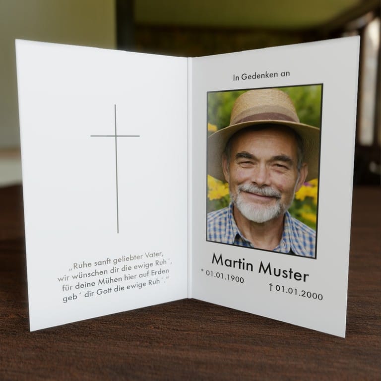 † Sterbebild Lilie liegend 2 Hochklapp