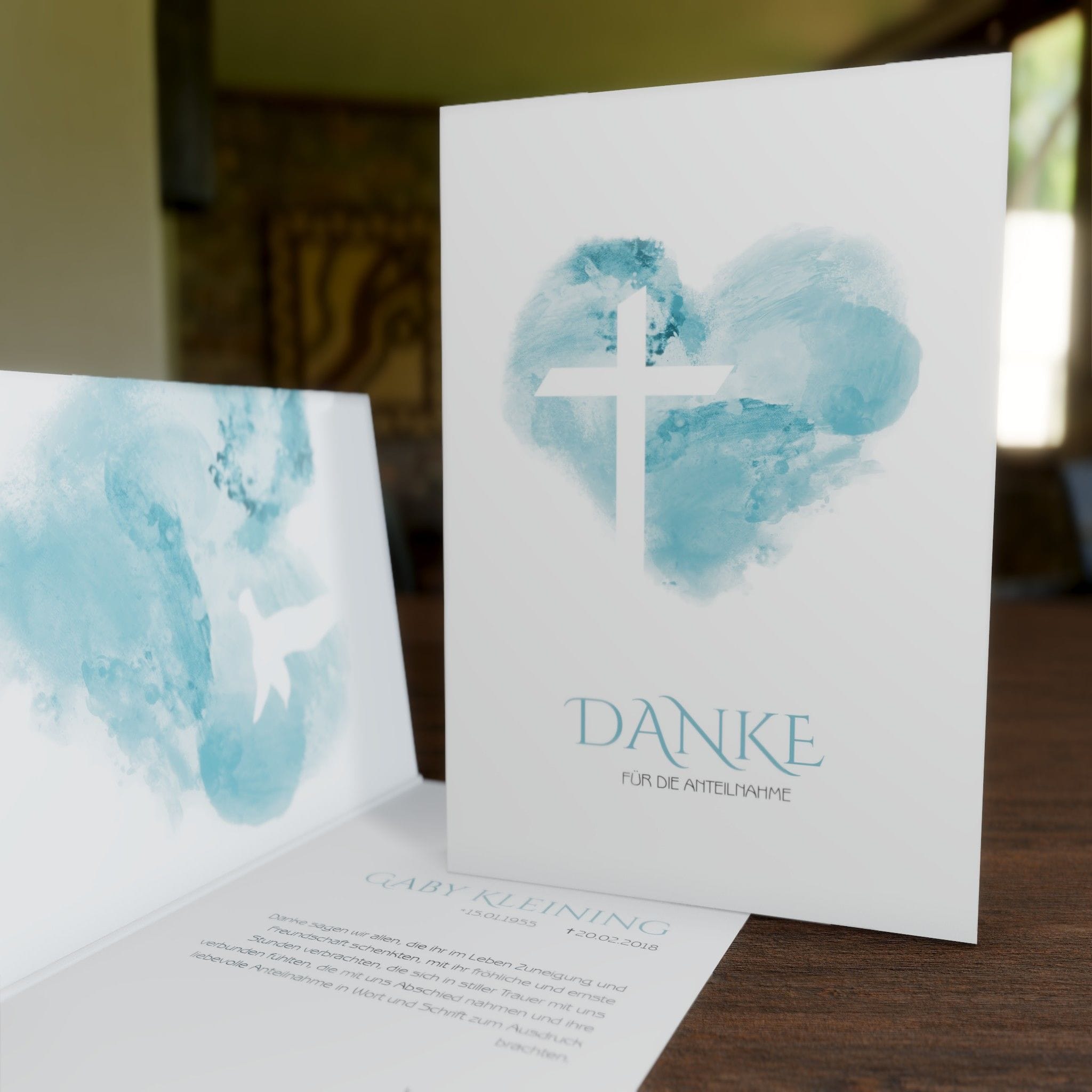 † Danksagungskarte Ewiges Herz Hochklapp