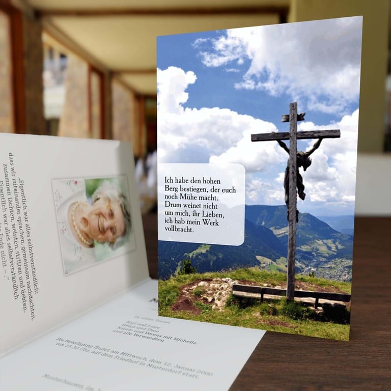 † Danksagungskarte Kreuz am Berg Hochklapp