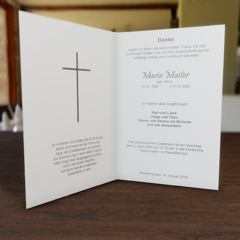 † Danksagungskarte Kreuz am Berg Hochklapp