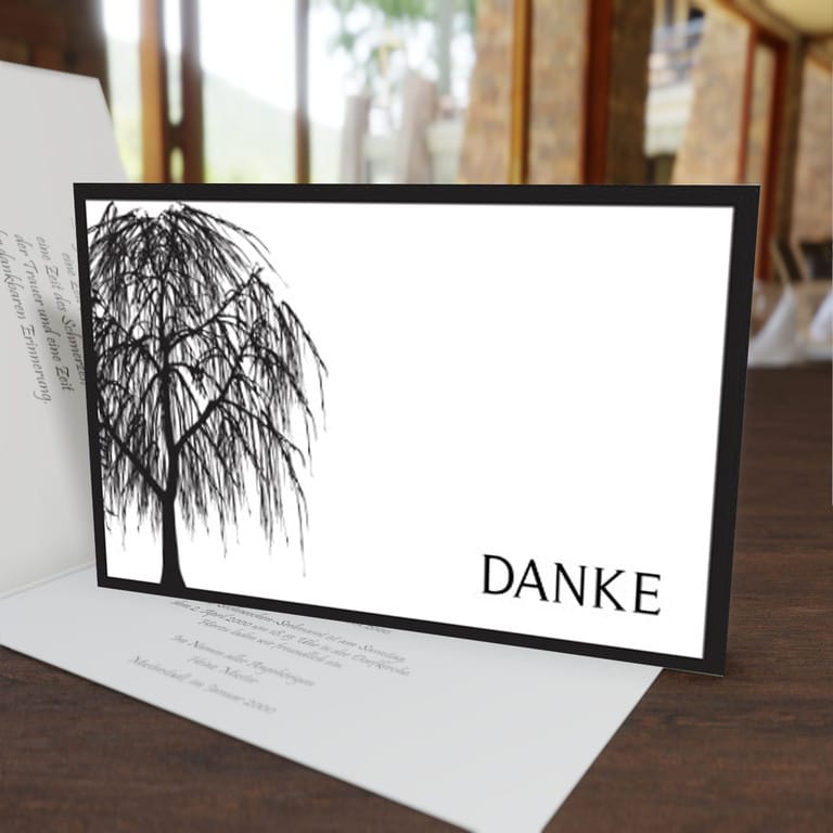 Danksagungskarte Baum im Schatten<br><small>10 Stück 27,40€ inkl. Umschläge</small>