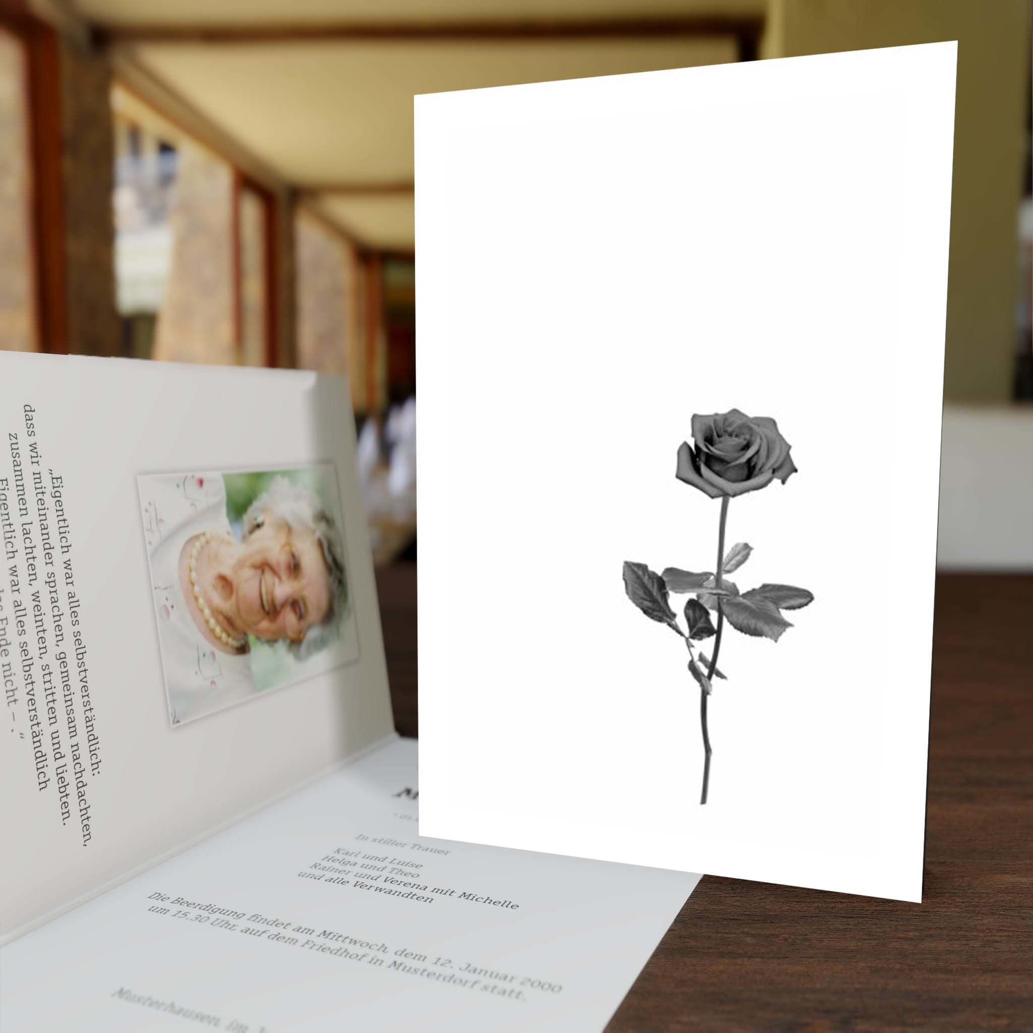 † Trauerkarten Stielrose Hochklapp