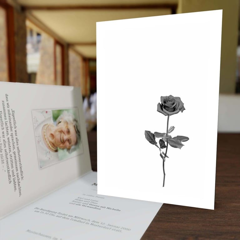 † Trauerkarten Stielrose Hochklapp