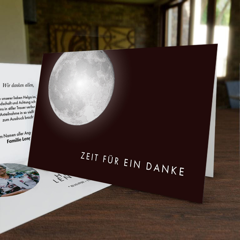 Danksagungskarte Mond<br><small>10 Stück 31,10€ inkl. Umschläge</small>