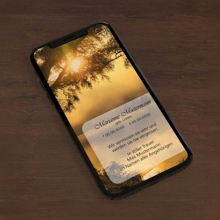 Digitale Trauerkarte „Sonnenuntergang“