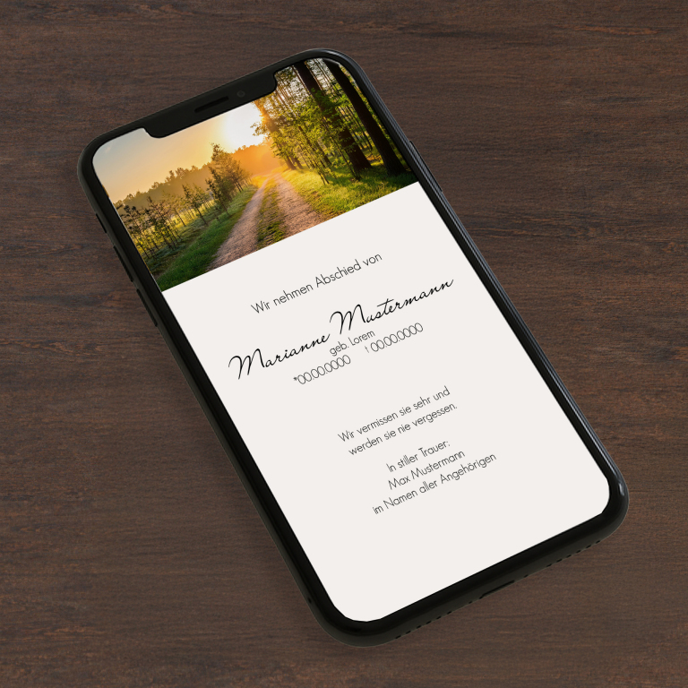 Digitale Trauerkarte „Waldweg“