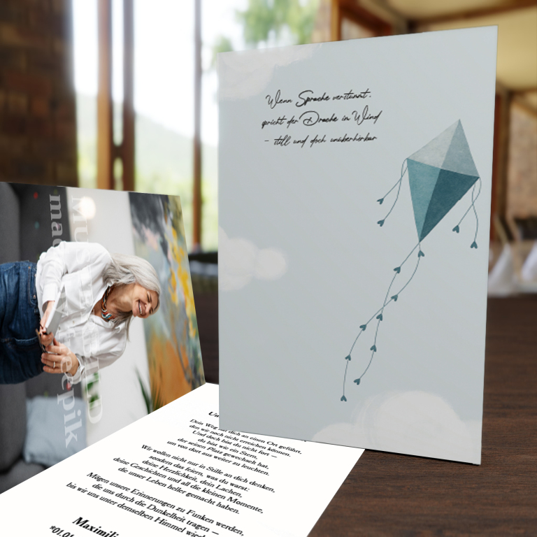 Lebensfeierkarten Drache im Wind