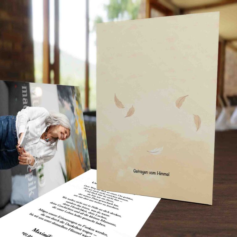 Lebensfeierkarte Himmelsfedern