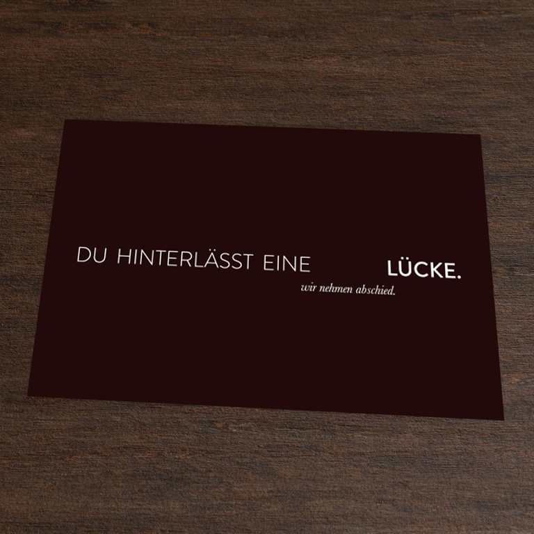 Trauerkarte Lücke<br><small>10 Stück 23,90€ inkl. Umschläge</small>