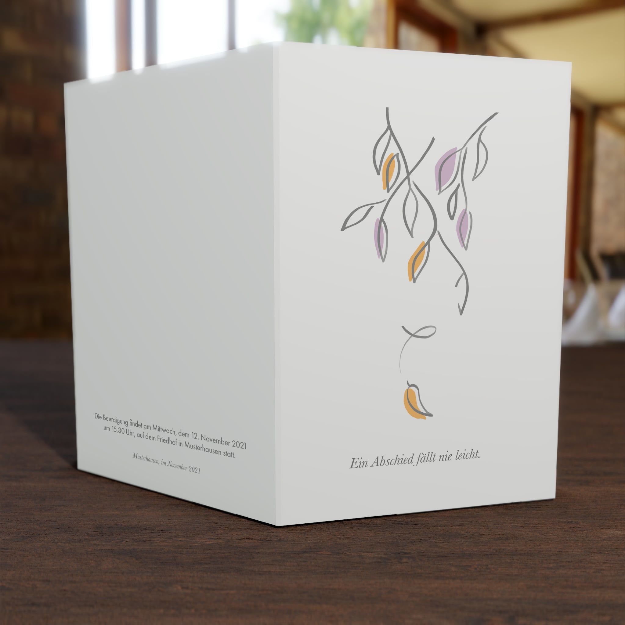 Trauerkarte Fallende Blätter online gestalten