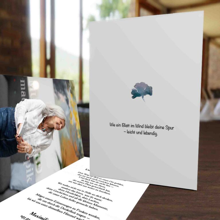 Trauerkarte Ginkgoblatt