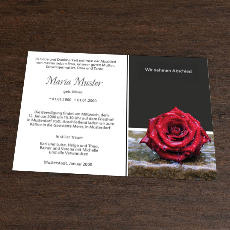 Trauerkarte Regenrose